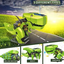 

3 In 1 Solar DIY Assembling Dinosaur Model Material Kit Puzzles Educational Science Experiment Technology Toys Gift for Child