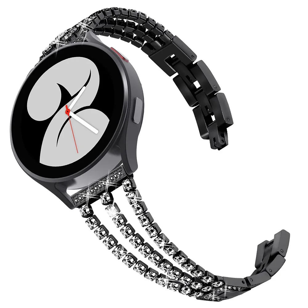 Elegant Diamond-Encrusted Metal Chain Watch Strap in Stainless Steel, 20/22mm