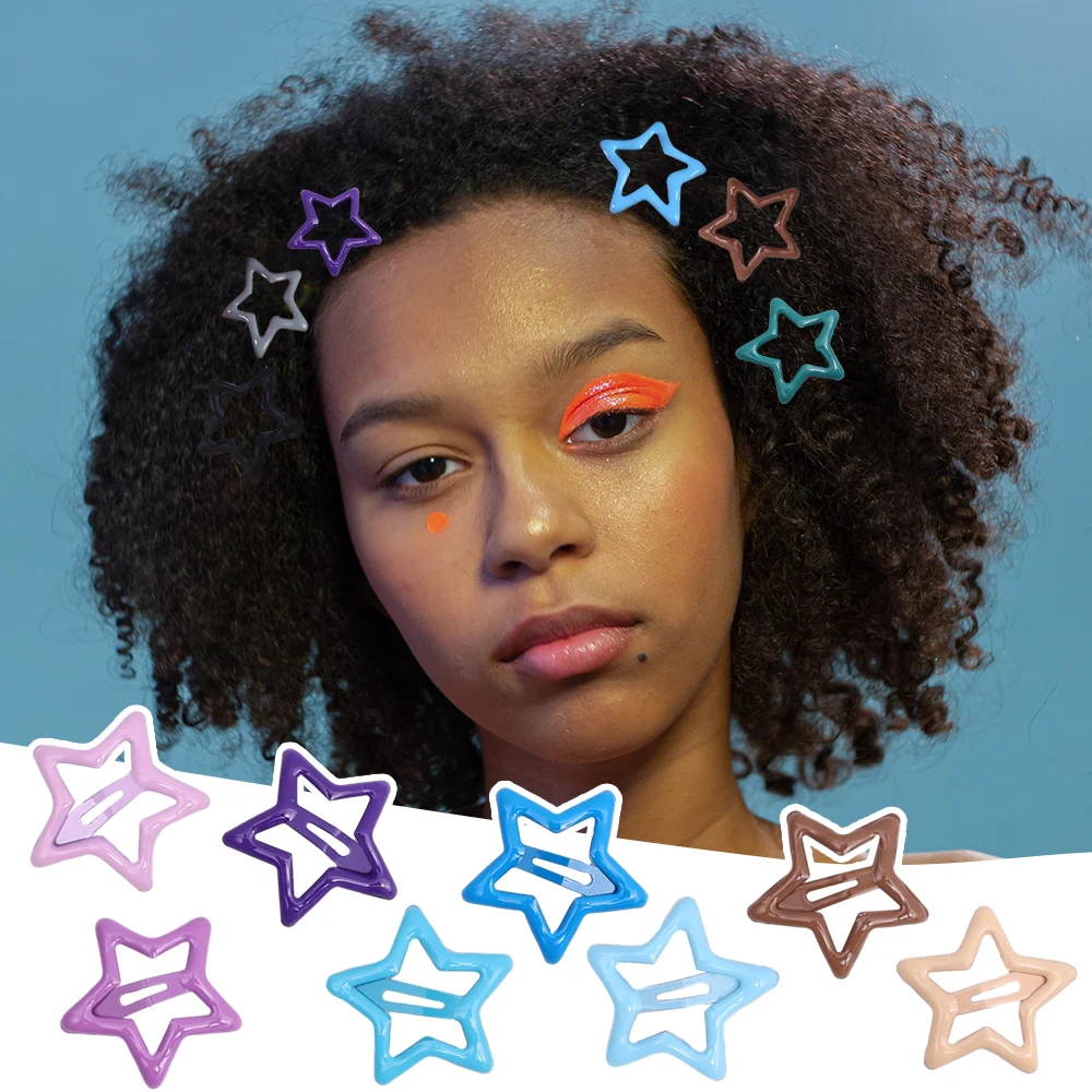 10-100pcs Candy Color Star Hairpin Metal Bb Clips Y2K Baby Side Clip Five-pointed Star Mini Hairpins Children's Hair Accessories