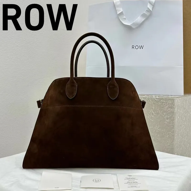 

R0W Classic Women's Handbag Women's 15 inch Margo Deep Brown Suede Gold Accessories Large Capacity Handbag