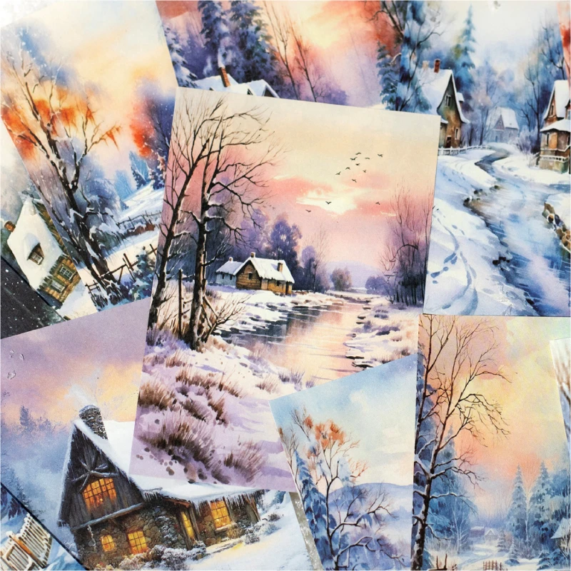 Journal GO 30sheets Vintage Winter Landscape Scrapbooking Material Paper Scrapbooking Decor Junk Journal Planner DIY Art Paper 5