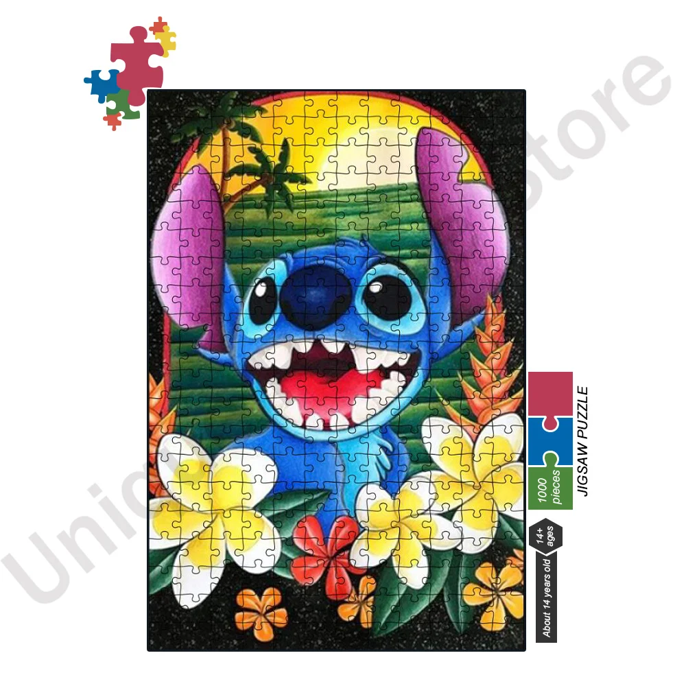 Disney-rompecabezas de Lilo & Stitch para adultos, juguete educativo, regalo de Navidad para niños, 300/500/1000 piezas