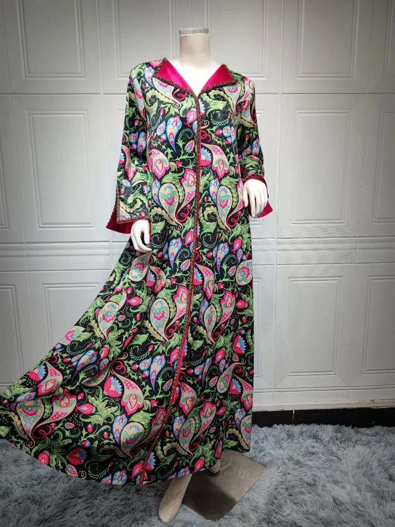 Islam Abaya Dress Fried Dough Twists Color Diamond Hot Diamond Abayas for Women Fashion Luxury Robe Femme Musulmane