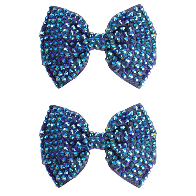 White Pearl Hair Bows With Hair Clips For Girls Kids Boutique Layers Bling Rhinestone Center Bows Hairpins Hair Accessories 2pcs 02