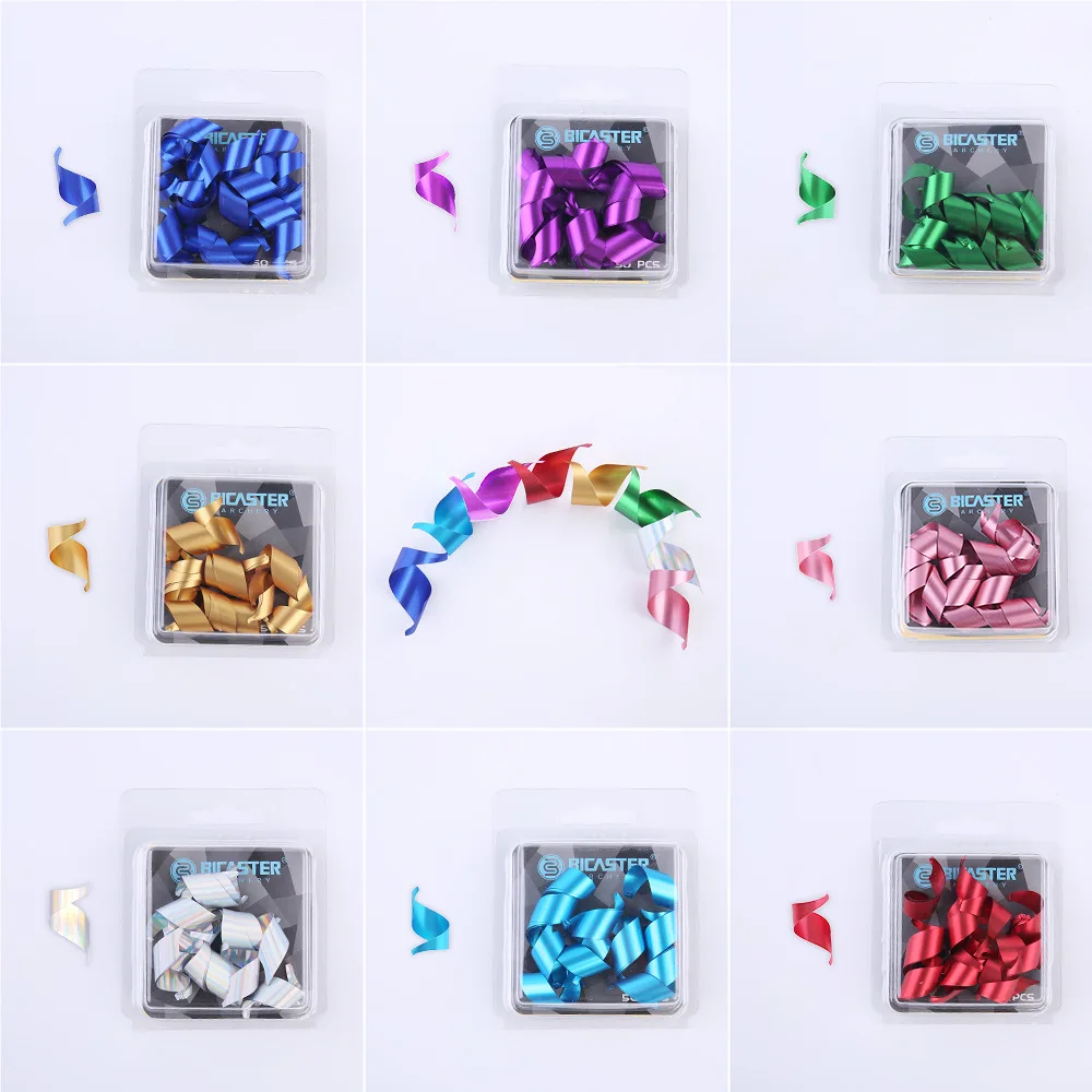 

50pcs/Box 1.75in Right/Left Wing Spiral Arrow Feather Spin Vanes With Tape For DIY Archery Accessories Bow Hunting