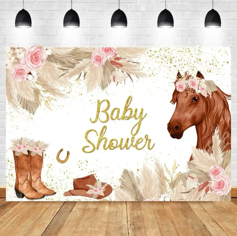 Banner per Festa di Compleanno con Cavallo, Decorazione Western Cowboy
