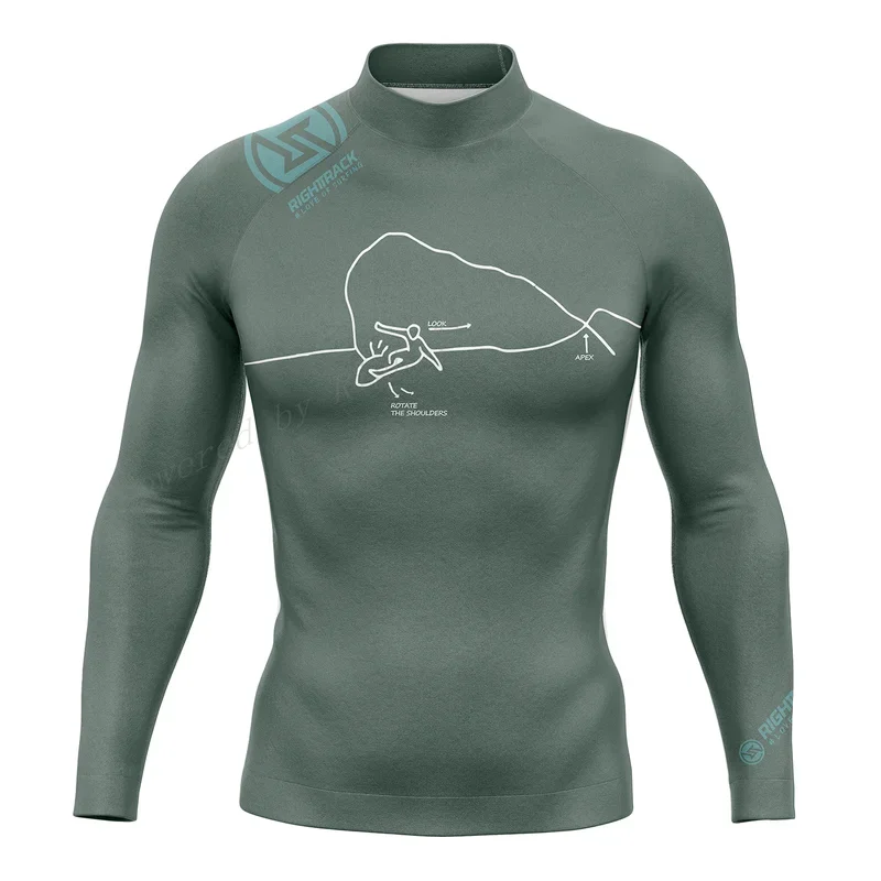 Hot Men's Surfing Shirt SummerTime Lycra Rashguard RIGHTTRACK For Surf Sportswear Beach UV Swimwear UPF50 Clothes