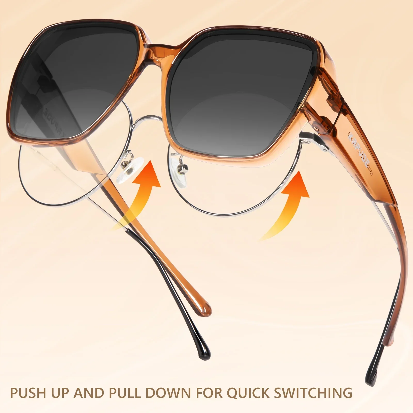 Kapvoe- Fitover Sunglasses for Men Oversized Square Polarized for Myopic Glasses Glasses Driving Shades Fishing Bicycle Goggles