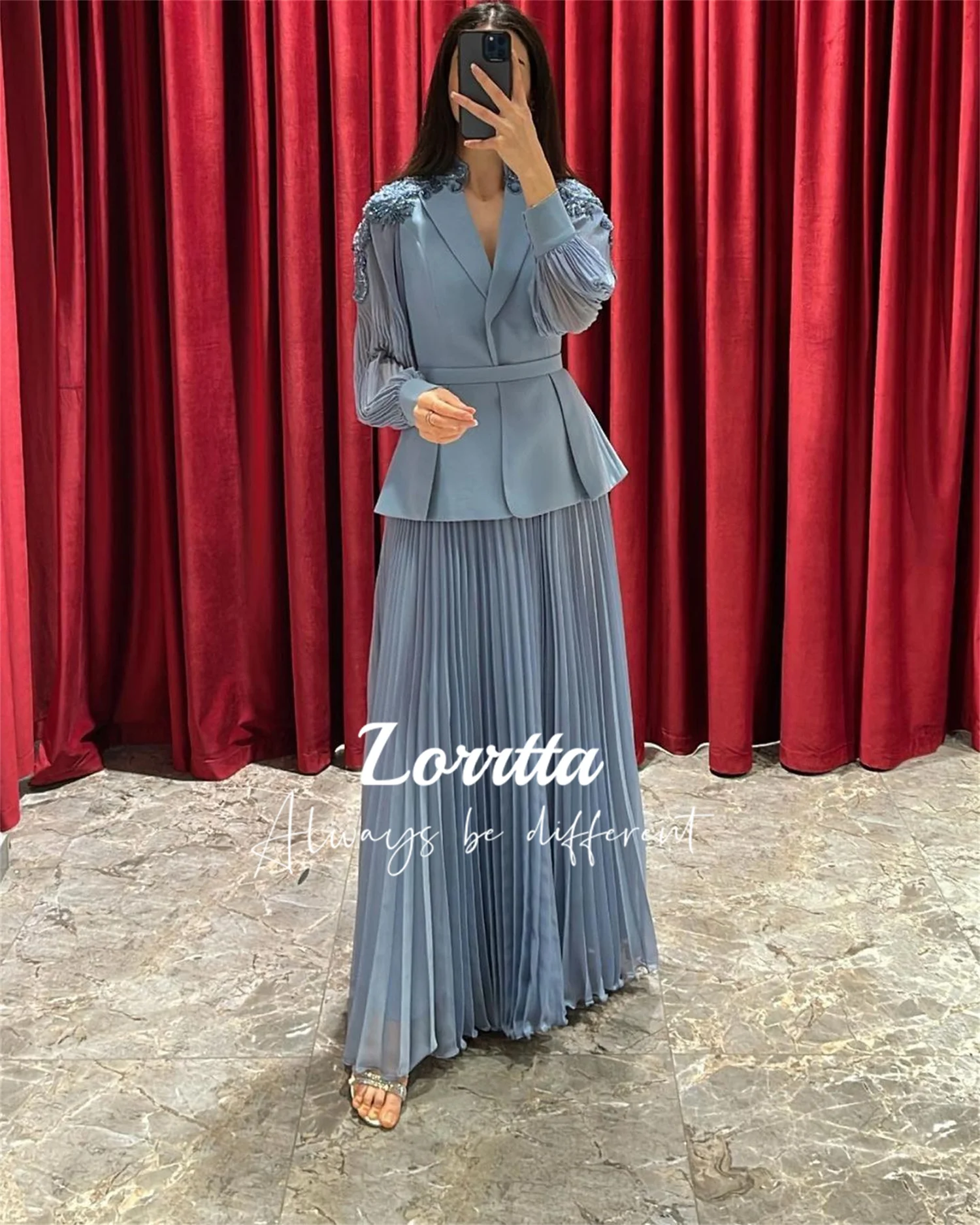 Lorrtta Ivory Mother of the Bride Gown Long Sleeve Wedding Party Dress Appliqué Beaded Floor Length Chiffon فساتين الحفلات طويلة