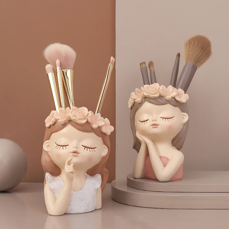 Charming Girl Portrait Succulent Planter - Decorative Floral Pot