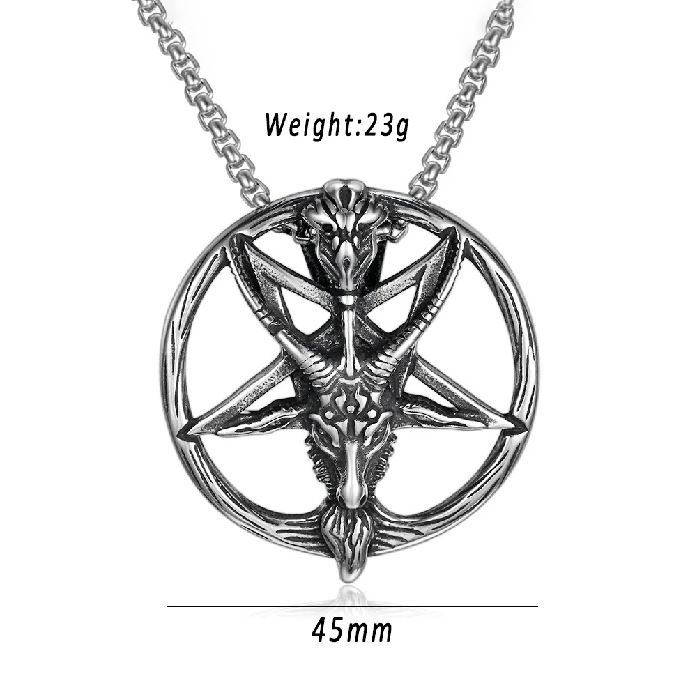 Gothic Vintage Pentagram Satanic Sheep Pendant Necklace For Men Punk Stainless Steel Biker Animal Necklaces Amulet Jewelry Gifts