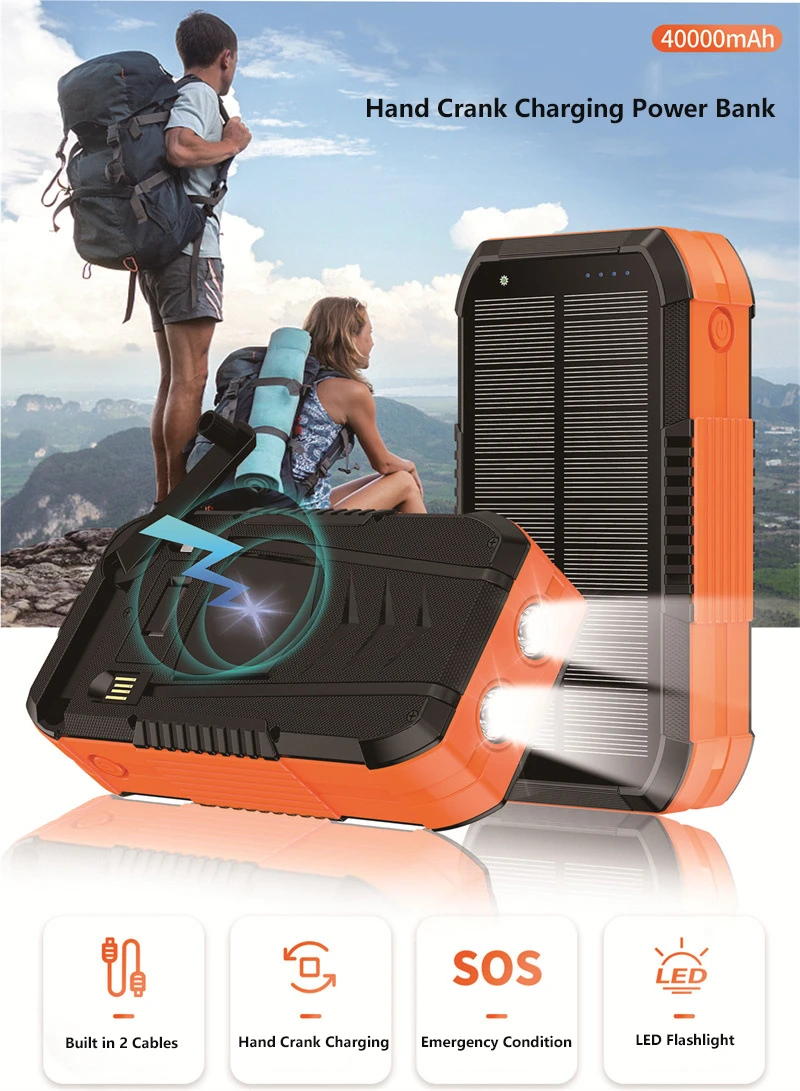Hand Crank Solar Power Bank Wireless Fast Charger For Smartphones_voghion.com