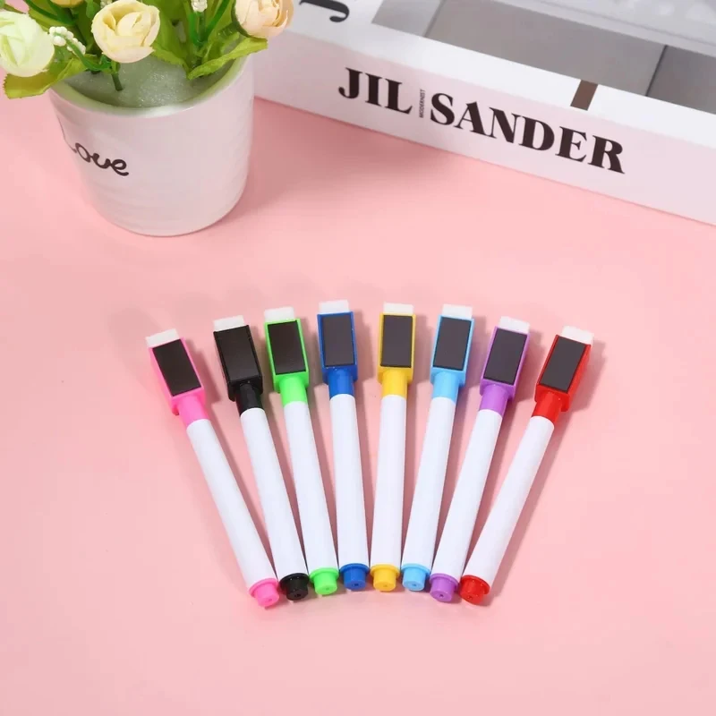 Pennarelli cancellabili a secco a 8 colori con gomma integrata, pennarelli atossici per bambini, casa e scuola - immagine 6