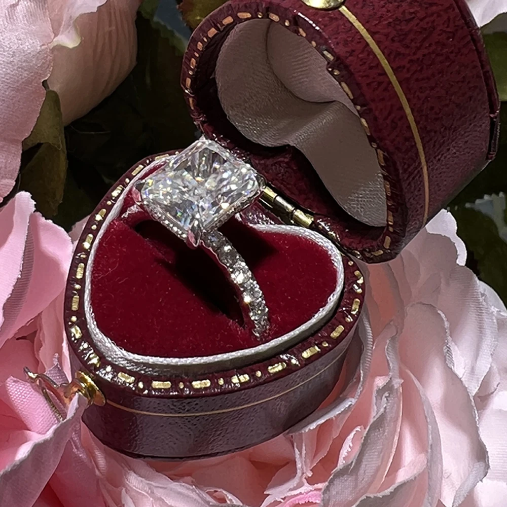 Serenity 4ct Ice Flower Cut D Color Moissanite Rings For Women Wedding Bridal S925 Sterling Silver Rings Plated 18K Fine Jewelry 5