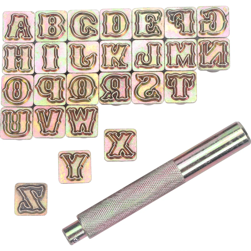 Number Letter Stamp Set Leather Craft Stamps Leather Letter Punch Alphabet Number Stamp Set Metal Stamping Marker 1set 26 Capital Letters Leather Stamping Tool Metal Fancy Alphabet Stamp Print Kit Ideal for Leather Art Craftwork Carving