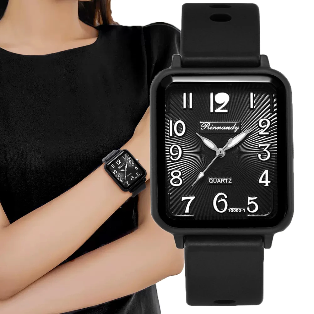 

Fashion Lady Brands Watches Leisure Rectangle Digital Simple Women Quartz Sports Silicone Strap Ladies Clock Reloj Rectangular