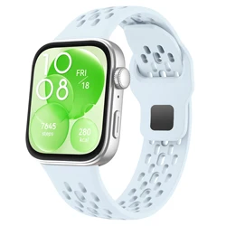 Breathable Mesh Silicone Watch Strap with Reserve Buckle for Fit4pro (Light blue)