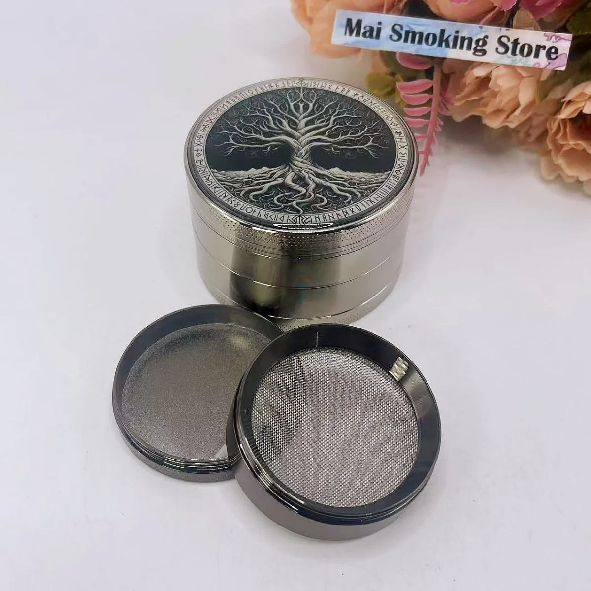 50/63mm Life Tree Herb Grinder 4-layer Manual Spice Pepper Mill Mortar Raw Grass Tobacco Grinder Smoking Cigarette Accessories 5