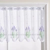White Lavender Spray Flower Short Curtains, Living Room Bedroom Window Decorative Curtains, Kitchen Cabinet Blocking 6