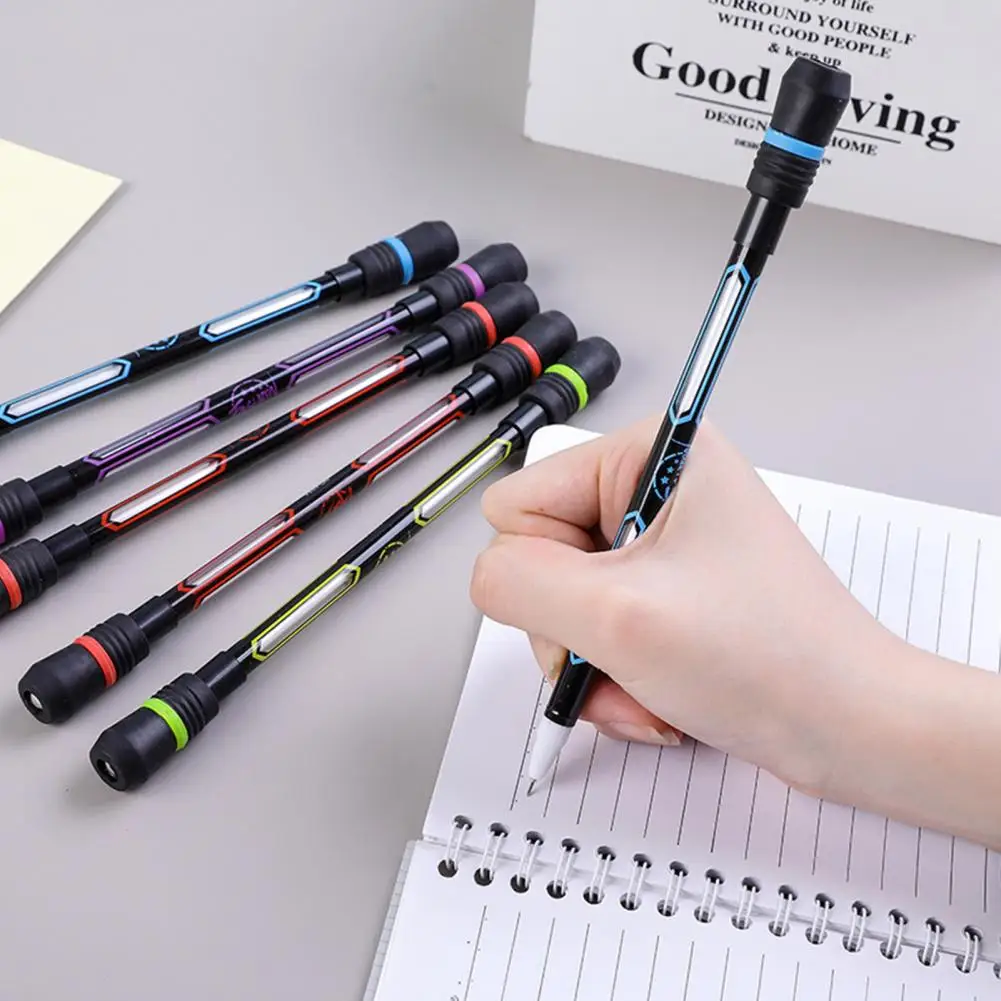 2Pcs Rotating Pen Quick Drying Smooth Writing Decompression Stationery Boys Cool Finger Spinning Pen for Student