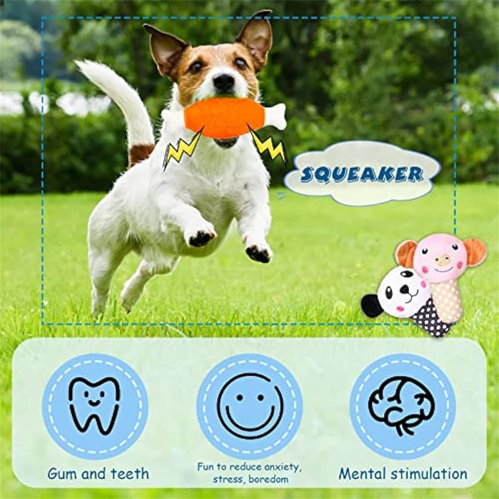 50PCS/Pack Dog Squeaky Toys Bulk, Plush Dog Toys for Small Medium Dog, Cute Stuffed Pets Squeaky Toys Dog Puppy Birthday 6