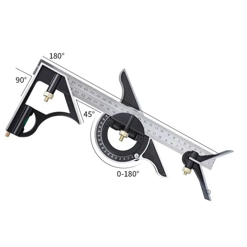 Multi-Function Precision Carpentry Tool - Adjustable Sliding Metal Ruler and Framing Square