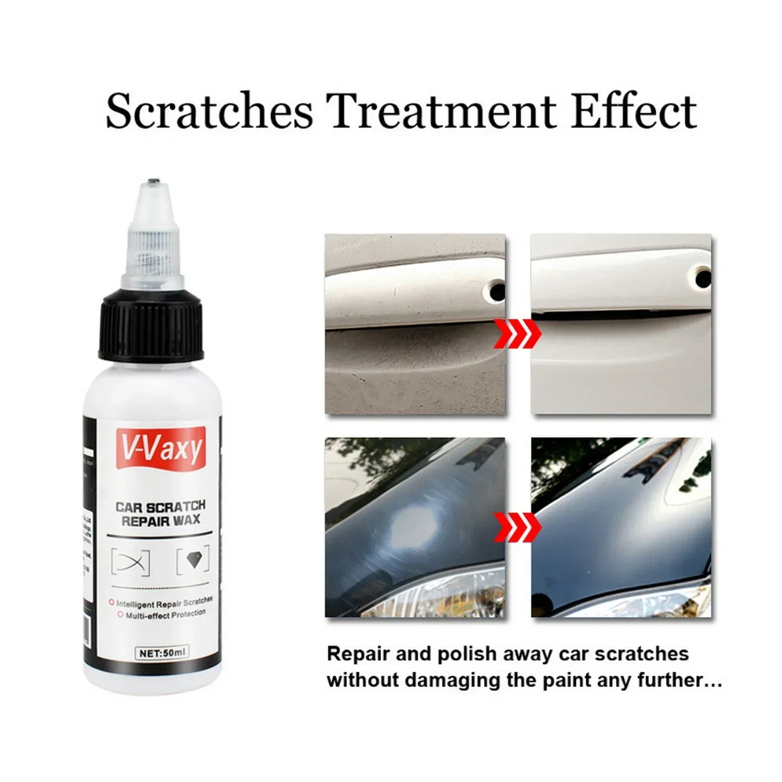 V Vaxy Car Scratch Wax Car Out Scratch Car Scratches Remover Scratch Wax For Cars Effect 1.76 Fl Oz 50ml Auto Accessoires