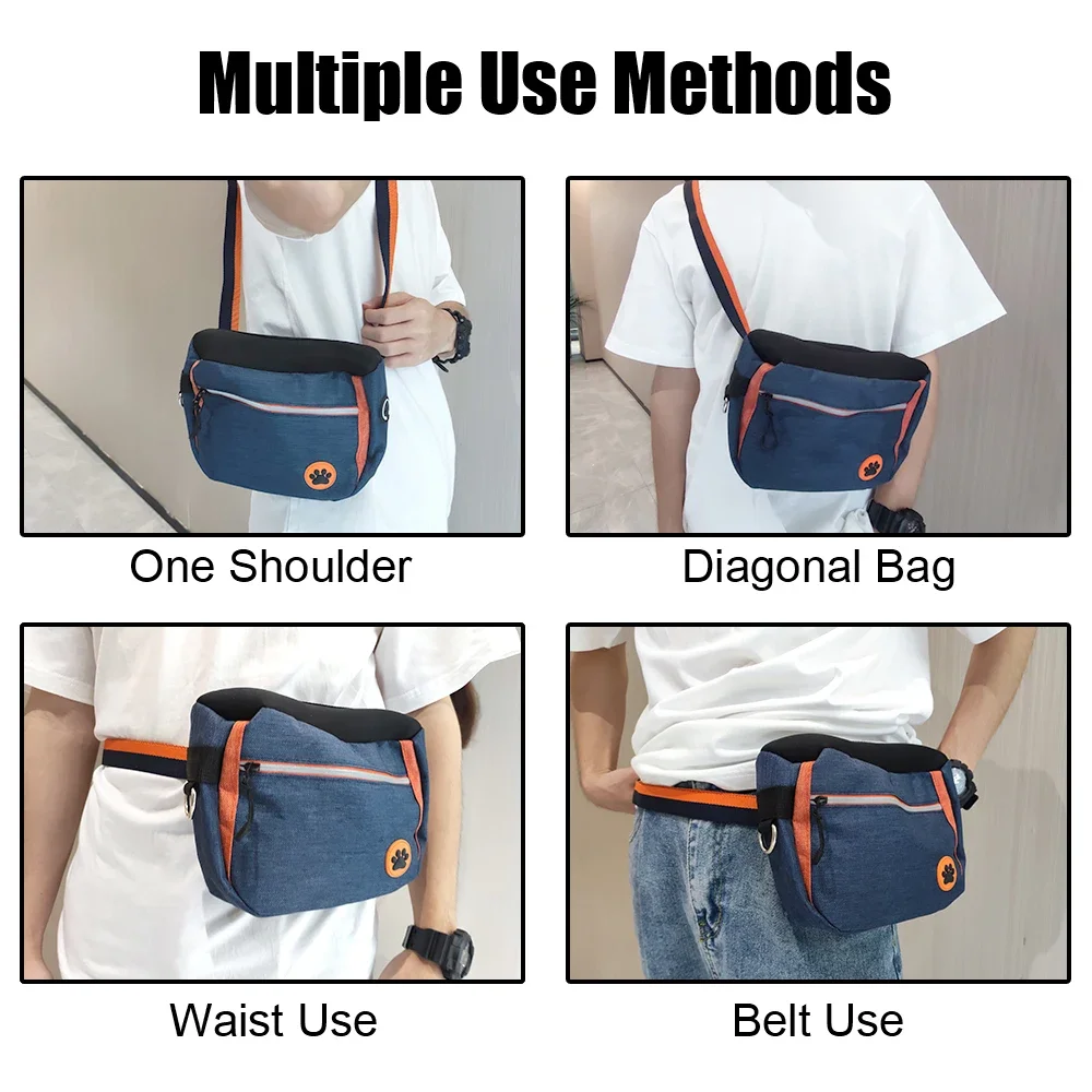 Dog Treat Bag Double Layer Large Capacity Stability Dog Treat Pouch Waist Backpack Detachable Training Bag for Supplies
