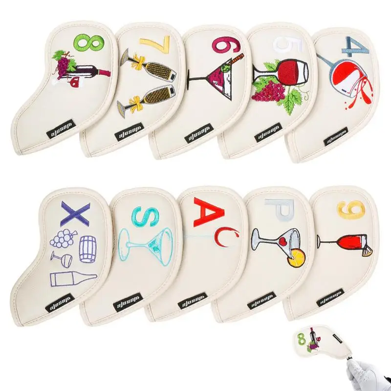 

Golf Head Covers 10pcs/set Golf Iron Wedge Head Covers Wine Glass Pattern Wedge Iron Protective Headcover Golf Club Head Covers