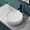 Modern White Ceramic Bathroom Vessel Sink 16.5'' Above Counter Porcelain Washing Bowl Art Basin Vanity Sinks with Pop-up Drain 6
