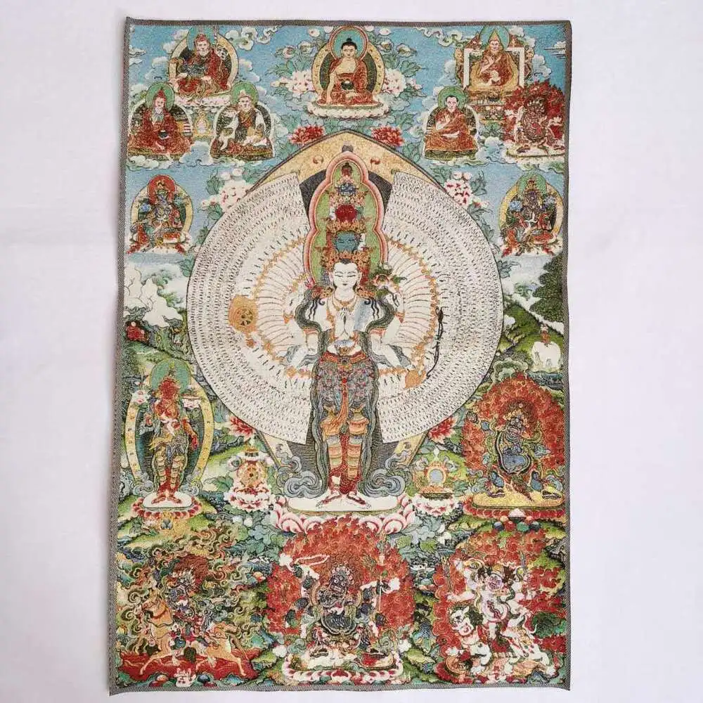 

36" Tibet Tibetan Cloth Silk 1000 Arms Avalokiteshvara Kwan-yin Tangka Thangka