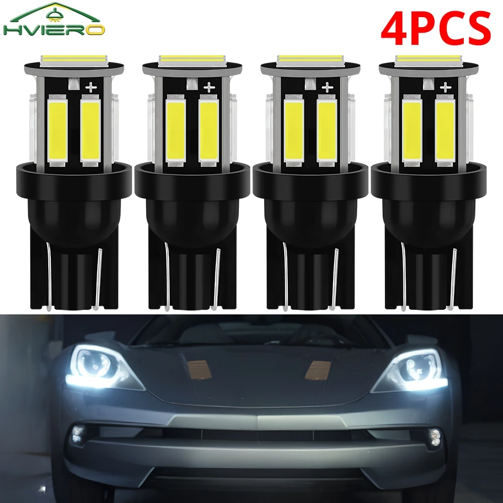 4Pcs T10 COB 10SMD Led 7020 자동 밤 LED 194 168 웨지 교체 역방향 계기판 램프 조명에 대 한 흰색 전구