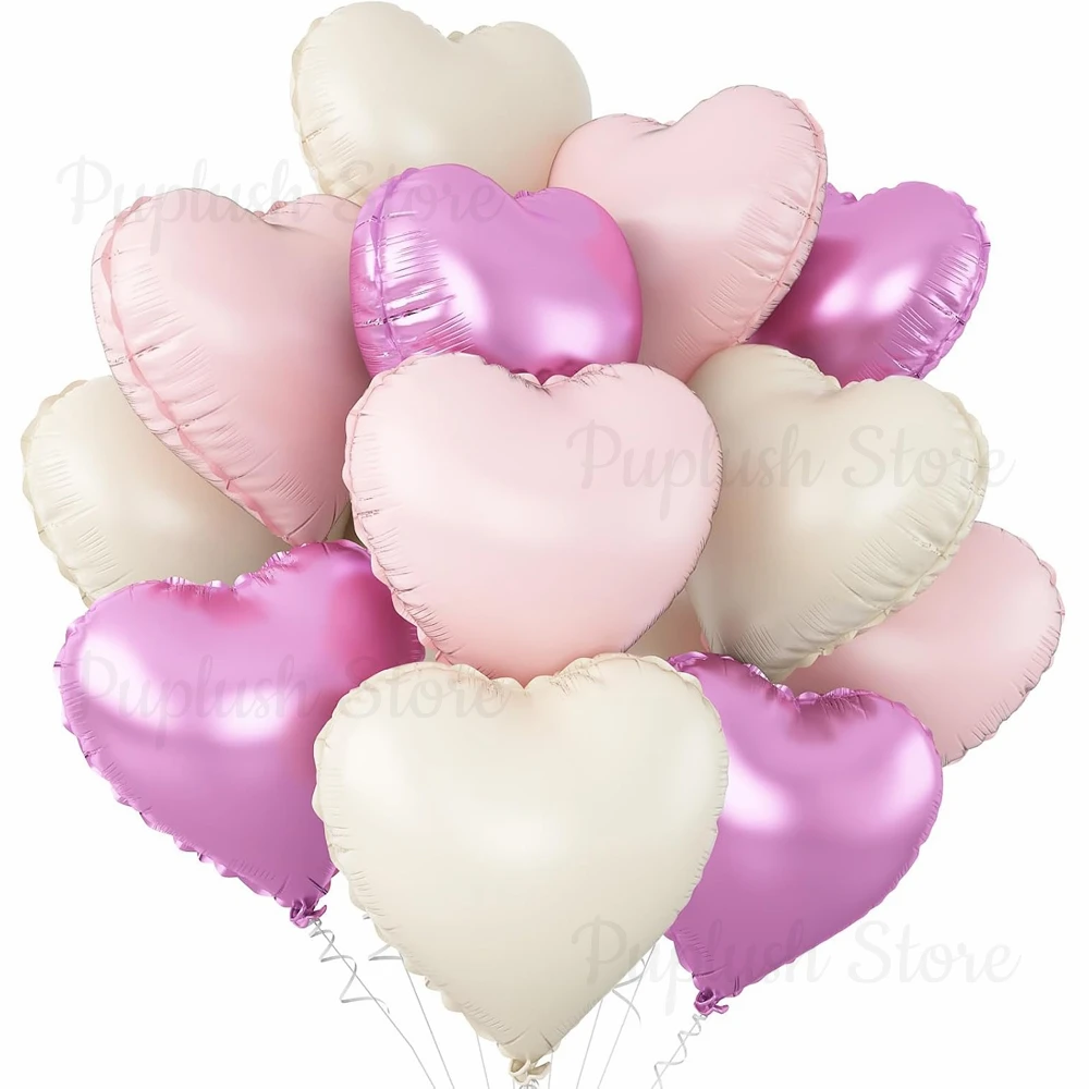 10-Pack Rose Red & Pink Heart Foil Balloons for Romantic Celebrations