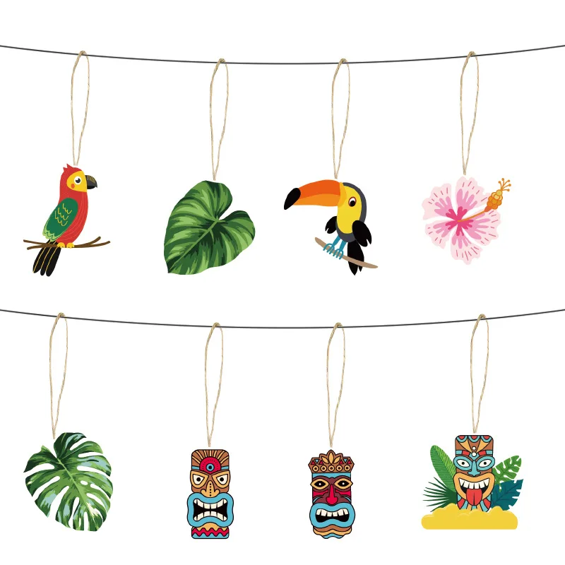 

Hawaiian Party Decoration Double Sided Paper Parrot Totem Turtle Leaves Pendants Kids Adults Happy Hawaii Aloha Luau Party Decor