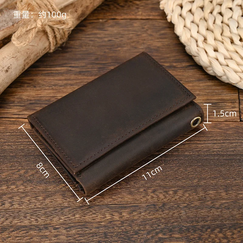 Cowhide Short Wallet Luxury Brand Men 2023 Clip Purse Wallet Chain Male Card Holder Genuinie Leather Coin Purse Dropshipping