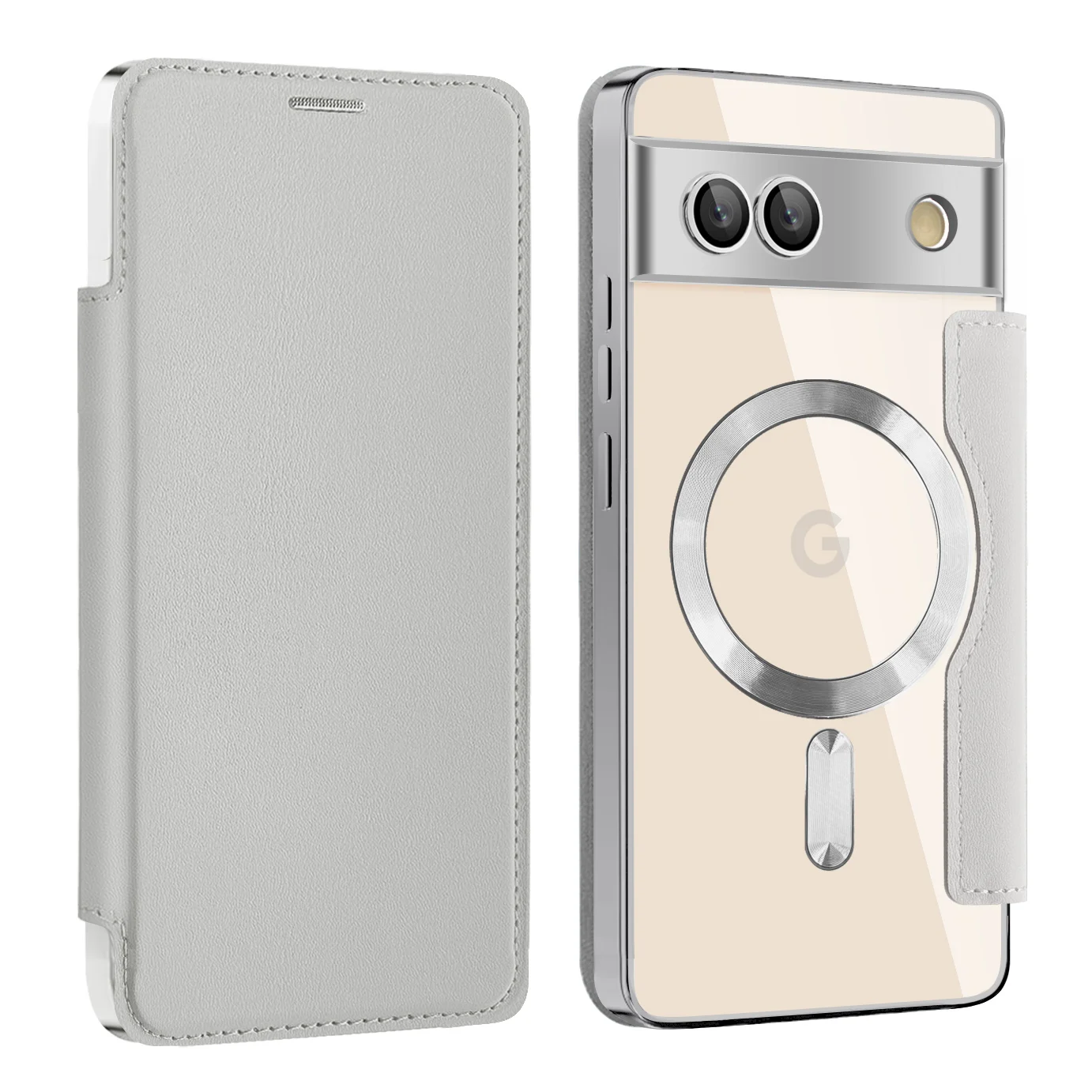 Electroplated Luxury Flip Leather Case with MagSafe Wireless Charging Protection