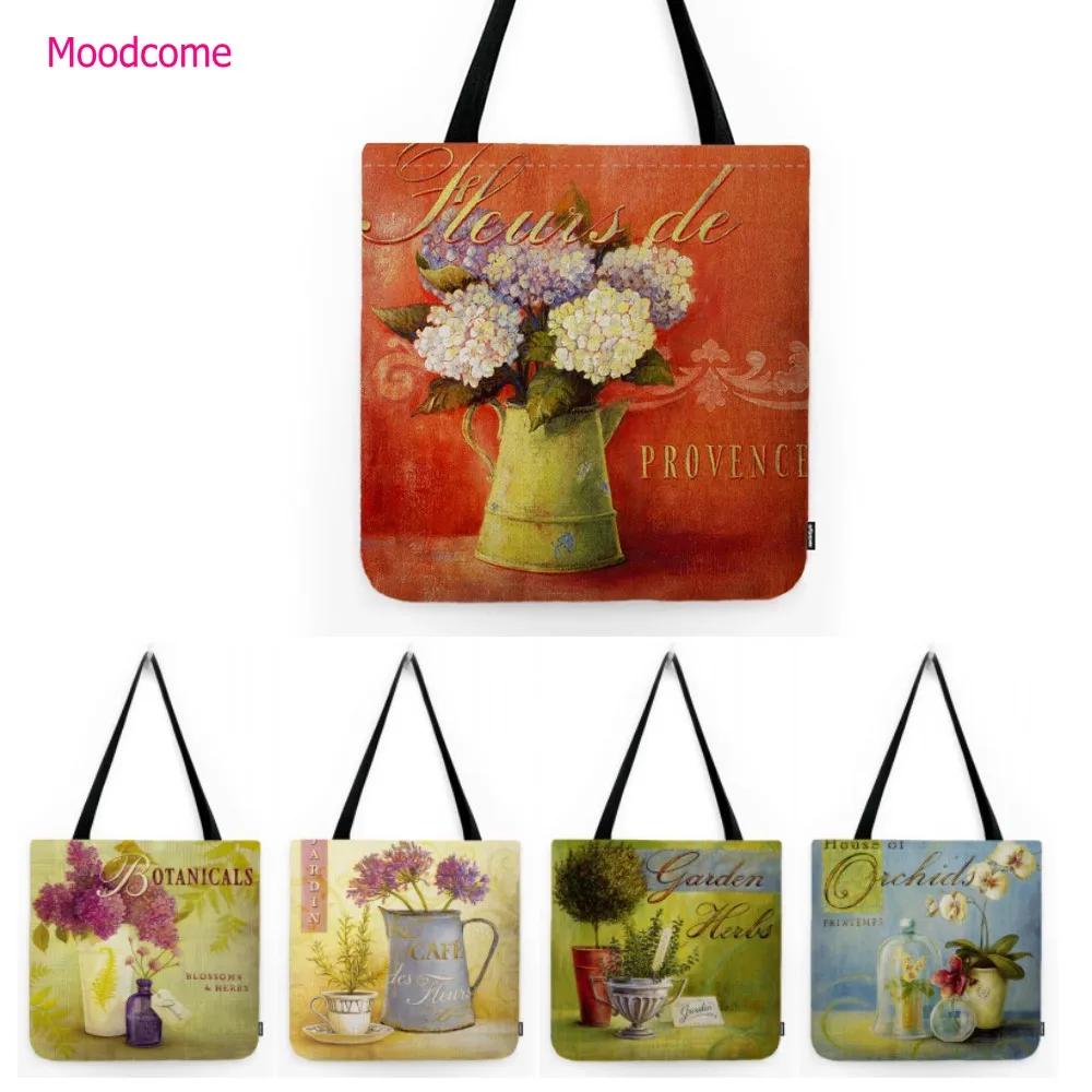 

Винтажная Водонепроницаемая хлопковая Льняная сумка через плечо с цветами в стиле ретро, большая сумка-тоут через плечо