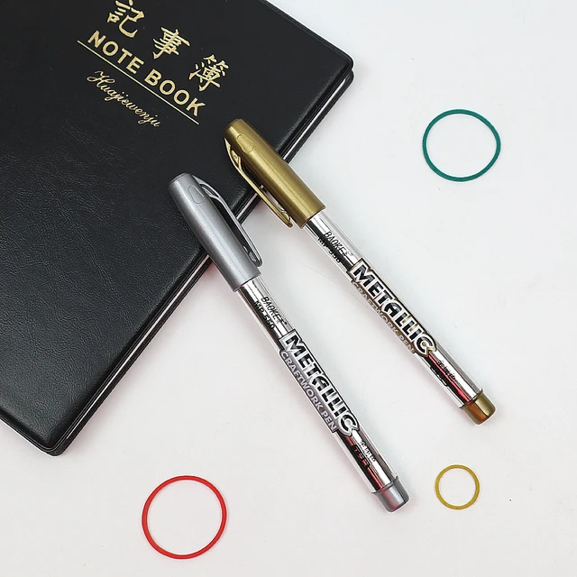 High Quality Metallic Color Craftwork Paint Pen Gold and Silver Paint  Marker Tire Metal Surface CD