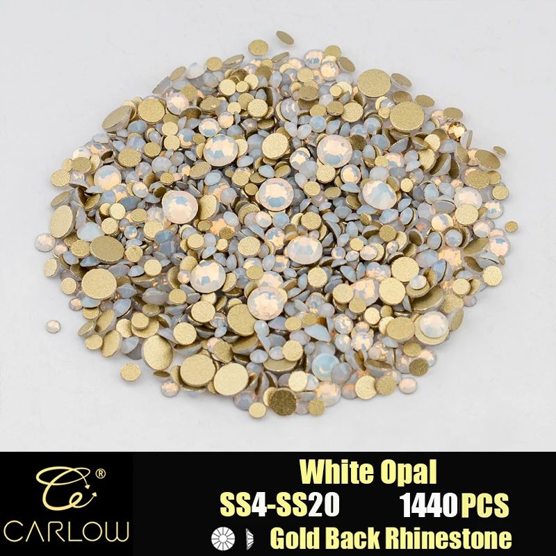Shiny Gold Back Glass Crystal Rhinestones for DIY Crafts and Nail Art - 1440 Pieces