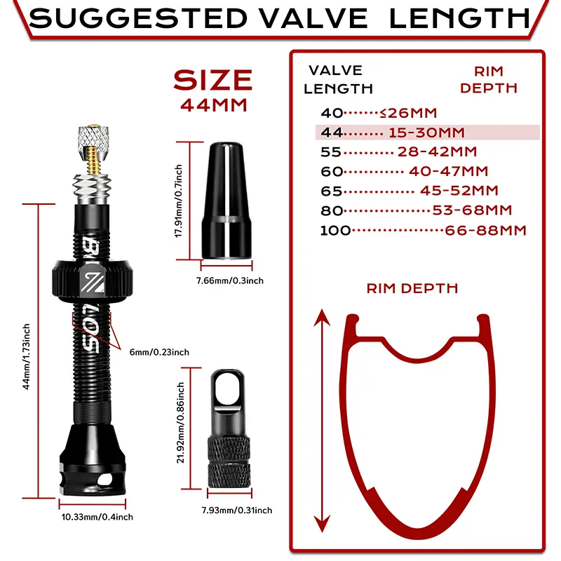 BUCKLOS 40/44/55/60/65/80/100mm Tubeless Valves Bike Aluminum Alloy Presta Nipples Removable Core Air Valve for Road MTB Bicycle - Image 10