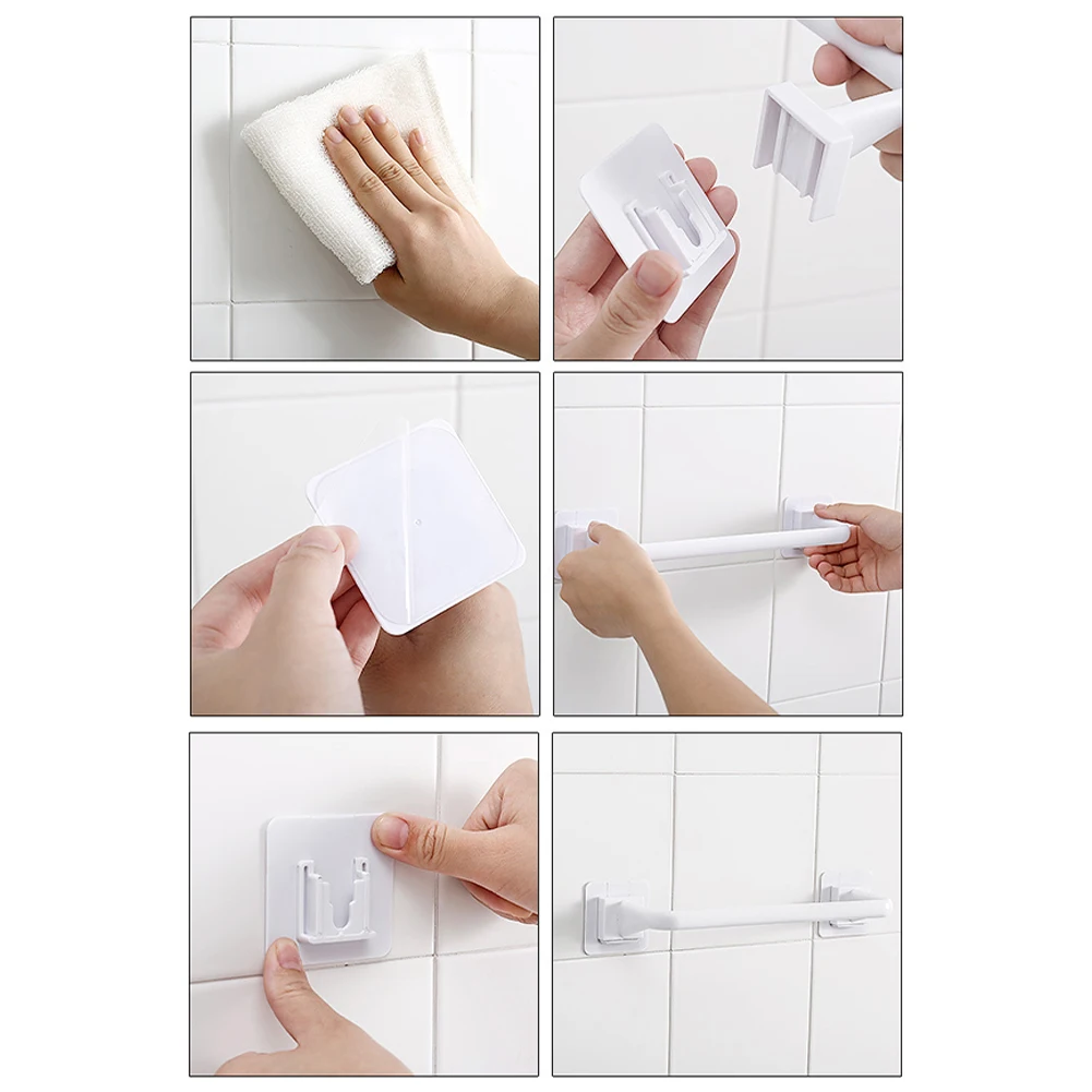 Self-Adhesive Towel Rod On Wall Bath Towel Holder Rail Rack Bathroom Hanger Bathroom Adhesive Rack Accessories towel rack towel holder