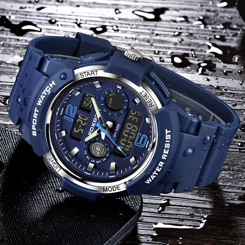 FOXBOX New Digital Watches For Men Military Silicone Sports Waterproof Watch Men Fashion Business Men's Quartz Wristwatches