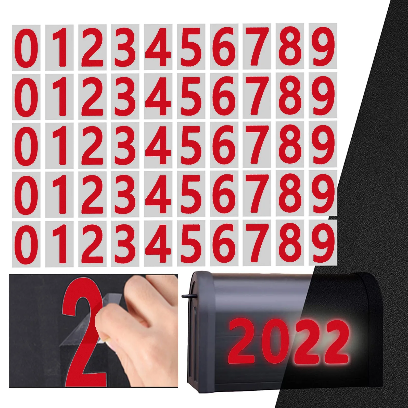 Mailbox Stickers Self Adhesive Decal Reflective Numbers Self