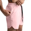 2024 New Men's Shorts Single-Layer Woven Quick Dry Solid Color Running Fitness Sports Casual American Fifth Pants Comfortable 3