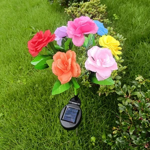 LED Solar Camellia Rose Flower lamp Outdoor Lawn Light Outdoor Waterproof Pathway Yard Wedding Holiday Garden Decoration