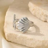 Stainless Steel Ring Light Luxury Premium Sea Life Collection Starfish Shell Ring For Women Jewelry Beach Vacation Accessories 6