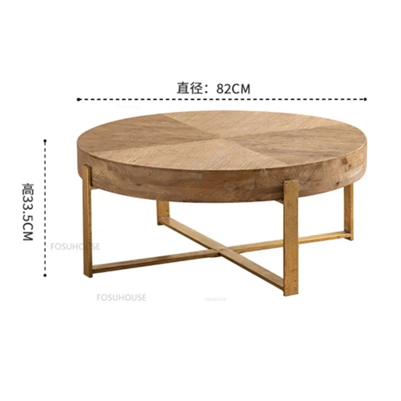 Nordic Solid Wood Round Coffee Tables for Caf&eacute; Furniture Creative Home Balcony Table Vintage Multifunction Simple Tea Table