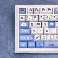 Mechanical Keyboard PBT Keycap Firmament Theme 142 Keys/Set KCA Profile DYE Sub White Blue ANSI Layout For Outemu MX Switch - Image 3