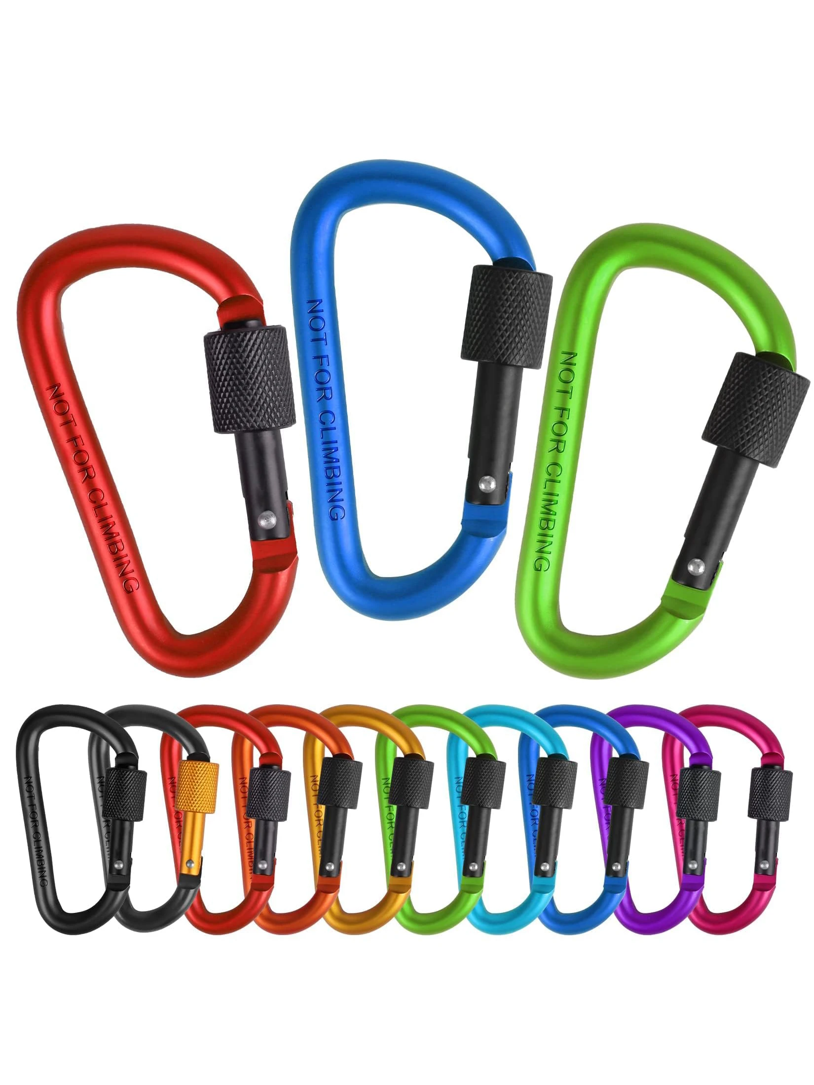 10-teiliger taktischer Karabiner, Touristen-Karabiner-Clip, Schlüssel-Schlüsselanhänger-Set, Camping-Überlebensschnalle aus Aluminiumlegierung, Multi-Tool-Schlüsselhalter – Detail 4