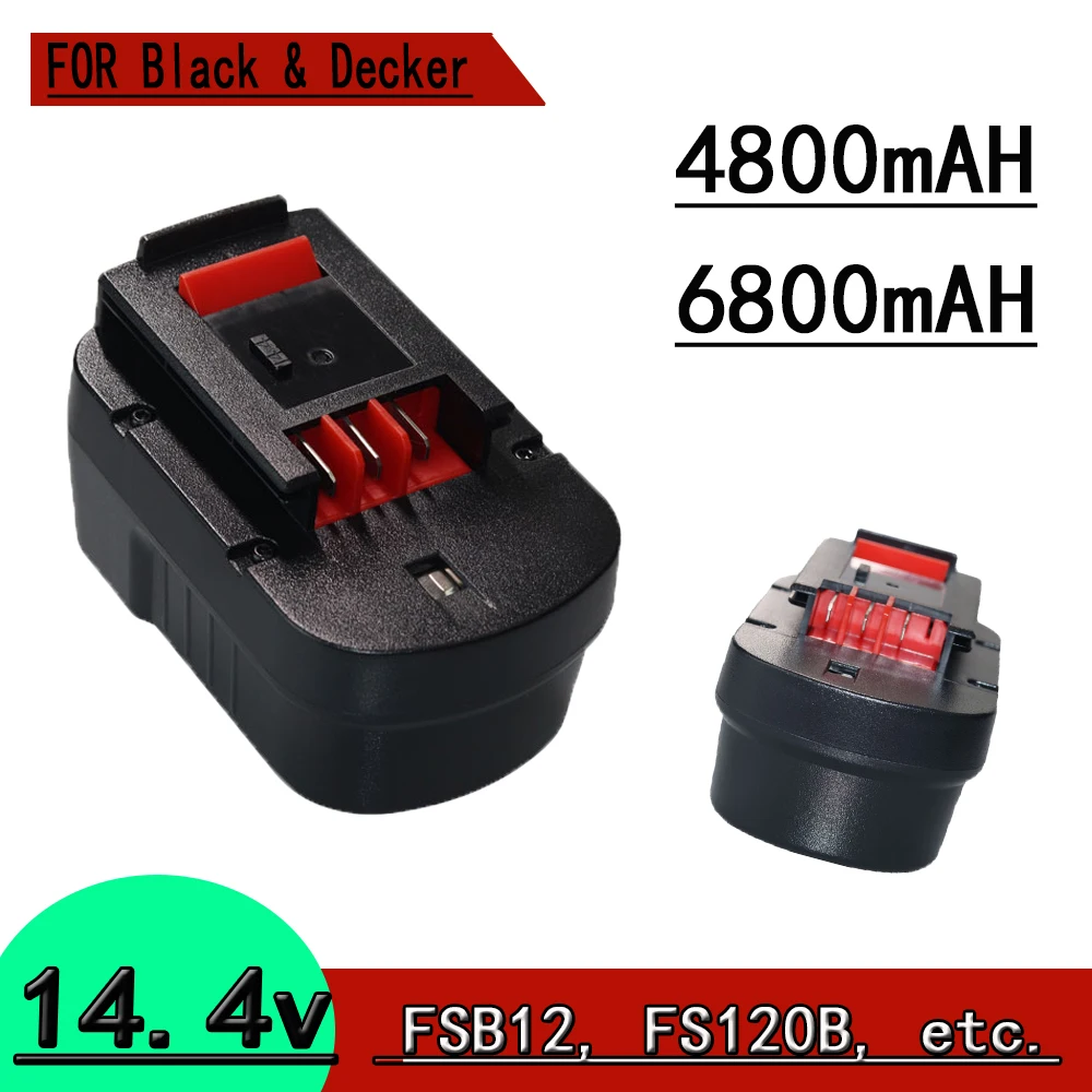 Upgraded to 6800mAh HPB14 Replacement for Black and Decker 14.4V Battery  NI-MH Battery FSB14 A14 BD1444L HPD14K-2 CP14KB HP146F2 - AliExpress